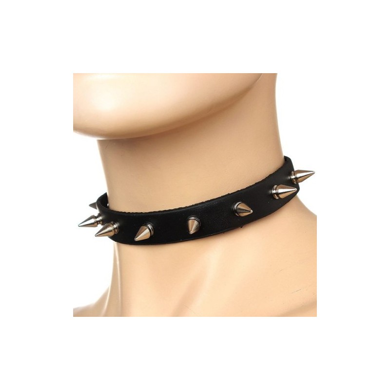 Μαύρο Ρυθμιζόμενο Φετιχιστικό Κολλάρο με Καρφάκια