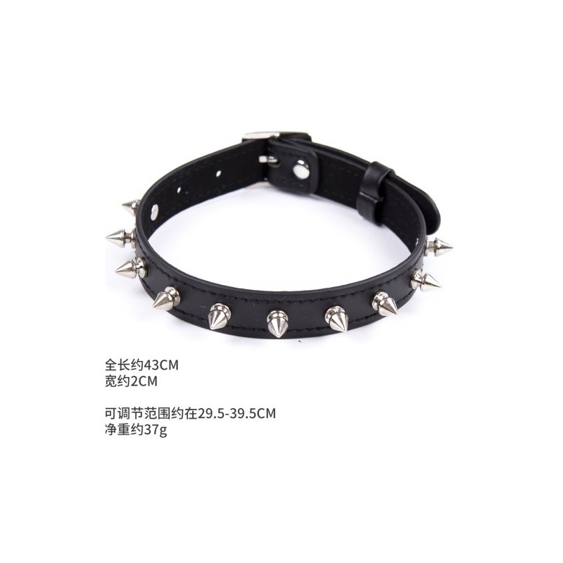 Μαύρο Ρυθμιζόμενο Φετιχιστικό Κολλάρο με Καρφάκια