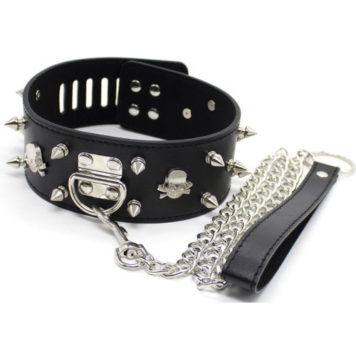 Μαύρο Φετιχιστικό Κολλάρο με Αλυσιδένιο Λουρί