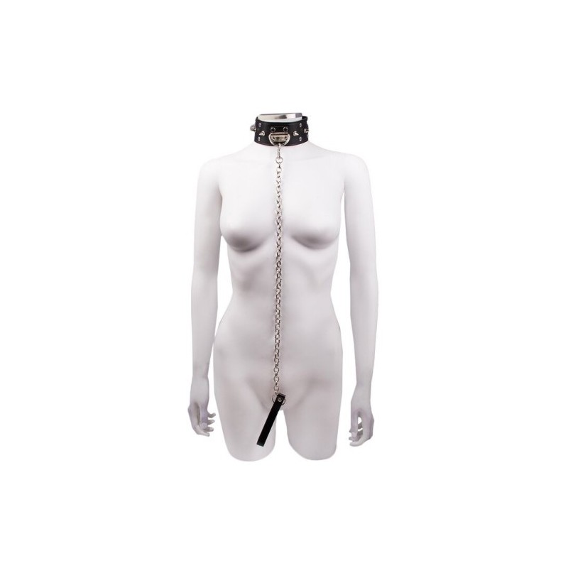 Μαύρο Φετιχιστικό Κολλάρο με Αλυσιδένιο Λουρί