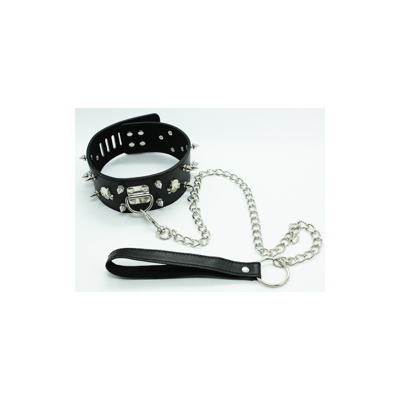 Μαύρο Φετιχιστικό Κολλάρο με Αλυσιδένιο Λουρί