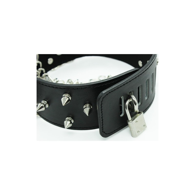 Μαύρο Φετιχιστικό Κολλάρο με Αλυσιδένιο Λουρί