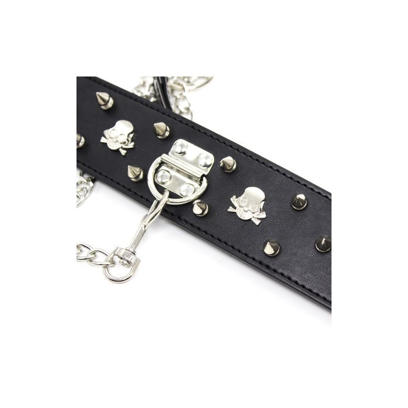 Μαύρο Φετιχιστικό Κολλάρο με Αλυσιδένιο Λουρί