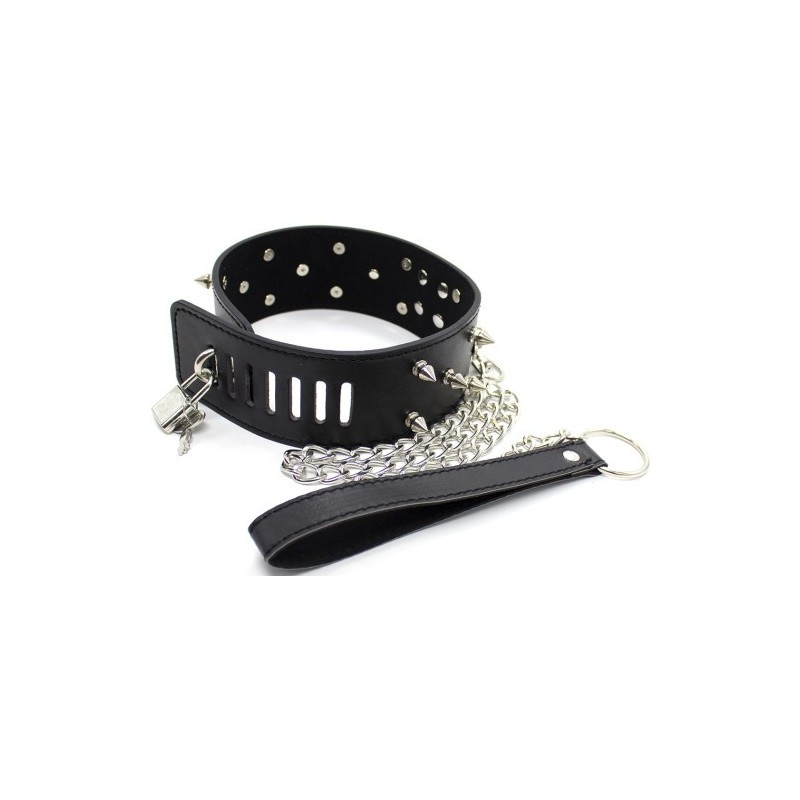 Μαύρο Φετιχιστικό Κολλάρο με Αλυσιδένιο Λουρί