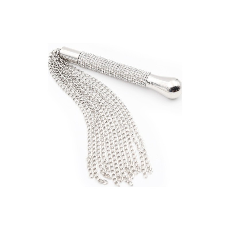 Φετιχιστικό Μεταλλικό Μαστίγιο με Αλυσίδες &amp Διαμάντια 44 cm