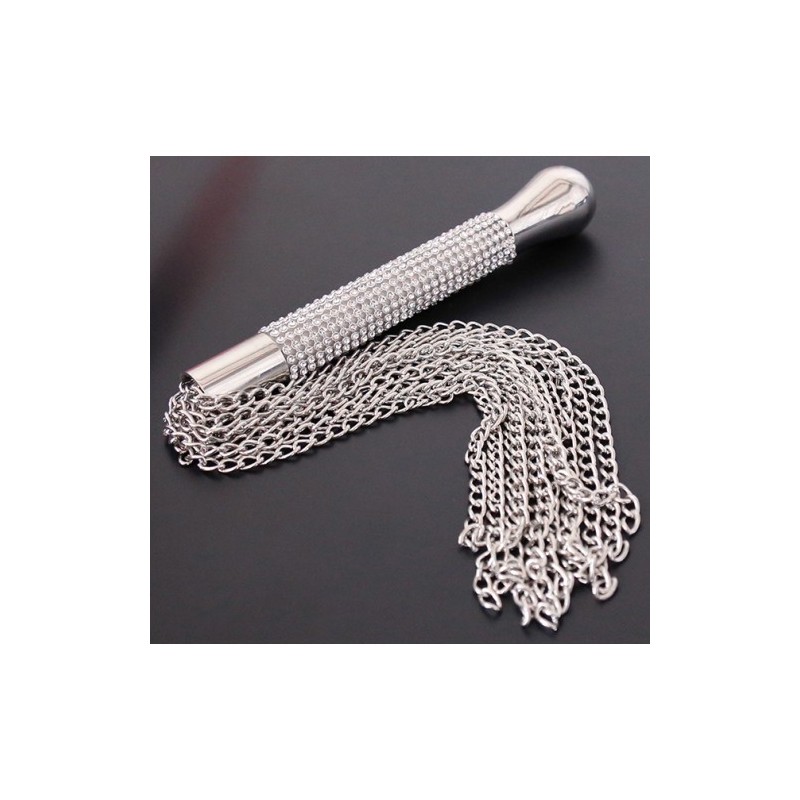 Φετιχιστικό Μεταλλικό Μαστίγιο με Αλυσίδες &amp Διαμάντια 44 cm