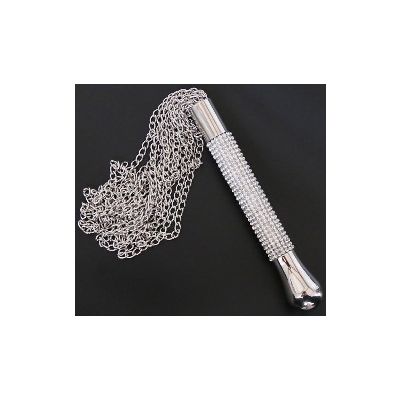 Φετιχιστικό Μεταλλικό Μαστίγιο με Αλυσίδες &amp Διαμάντια 44 cm