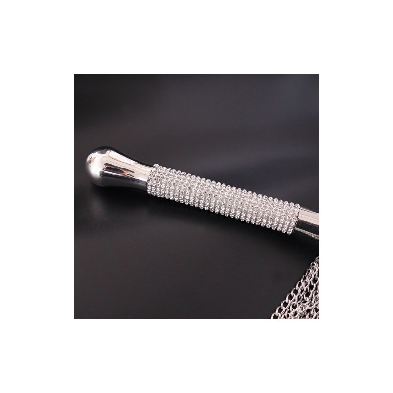 Φετιχιστικό Μεταλλικό Μαστίγιο με Αλυσίδες &amp Διαμάντια 44 cm