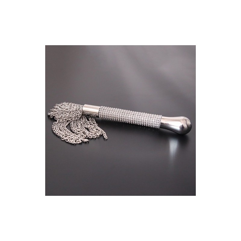 Φετιχιστικό Μεταλλικό Μαστίγιο με Αλυσίδες &amp Διαμάντια 44 cm