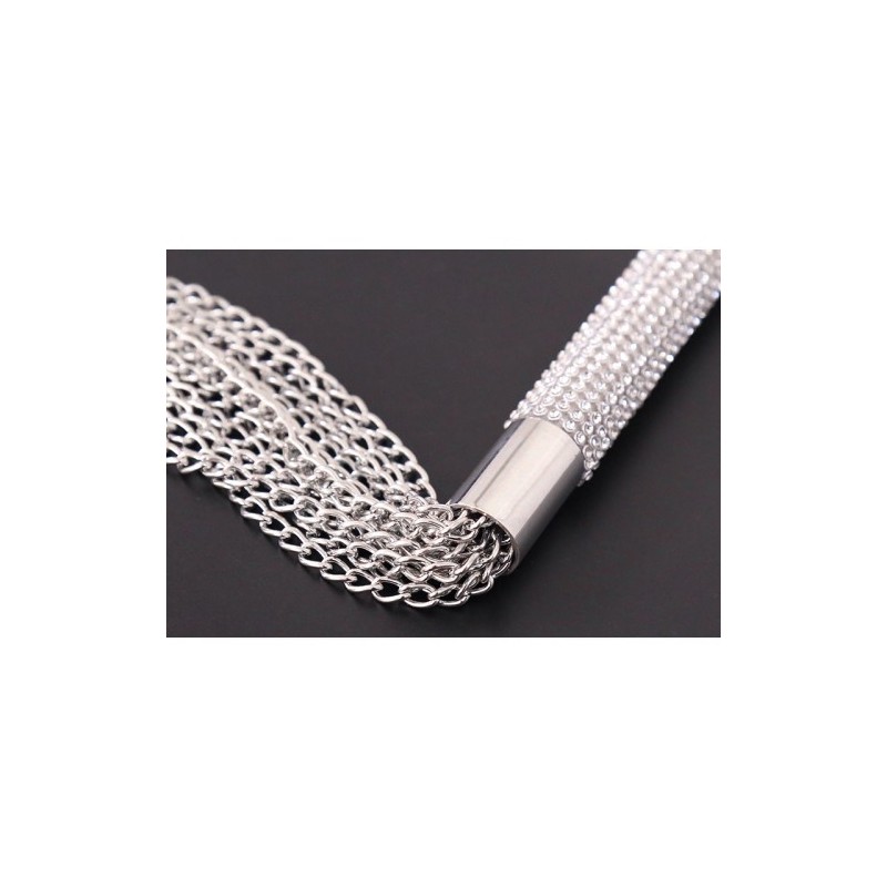 Φετιχιστικό Μεταλλικό Μαστίγιο με Αλυσίδες &amp Διαμάντια 44 cm