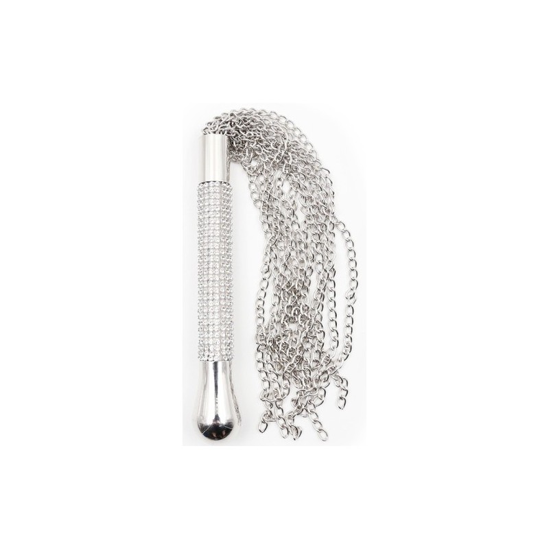 Φετιχιστικό Μεταλλικό Μαστίγιο με Αλυσίδες &amp Διαμάντια 44 cm