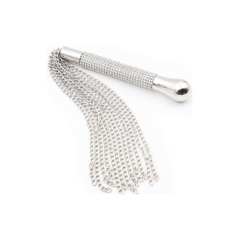 Φετιχιστικό Μεταλλικό Μαστίγιο με Αλυσίδες &amp Διαμάντια 44 cm