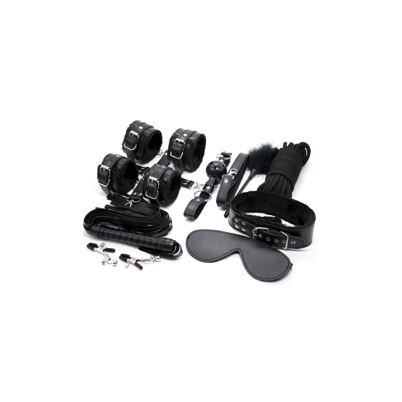 Μαύρο Σετ 10 φετίχ ερωτικά αξεσουάρ Naughty Toys