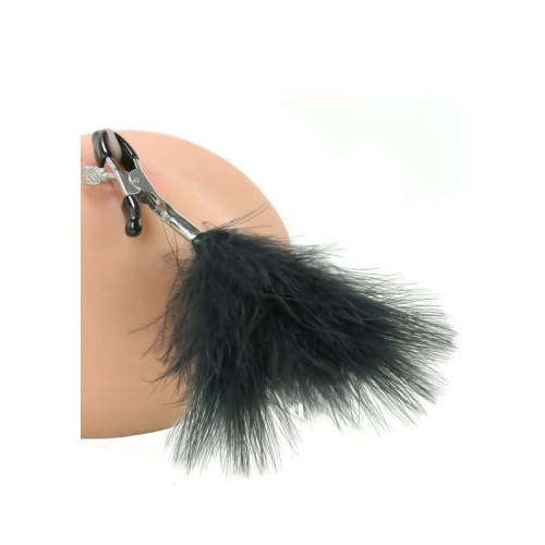 Μαύροι Πουπουλένιοι Σφικτήρες Θηλών Naughty Toys