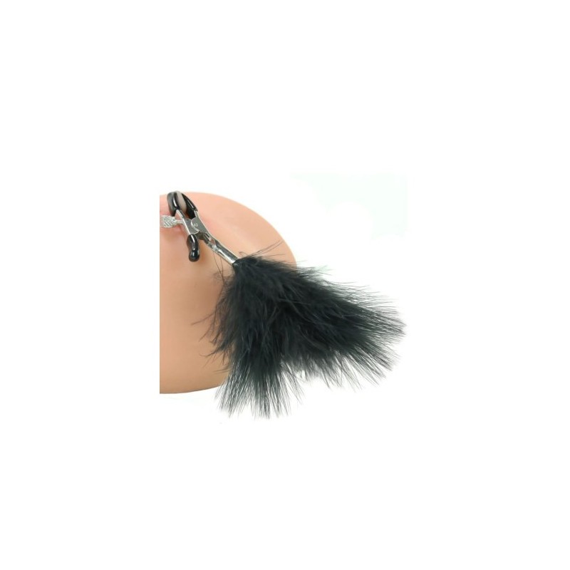 Μαύροι Πουπουλένιοι Σφικτήρες Θηλών Naughty Toys