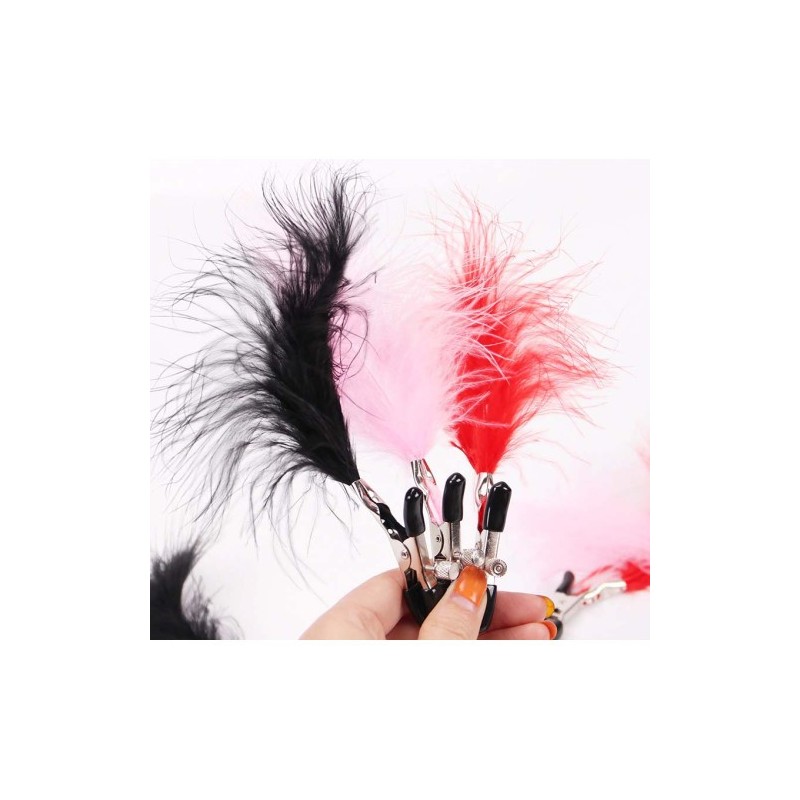 Μαύροι Πουπουλένιοι Σφικτήρες Θηλών Naughty Toys