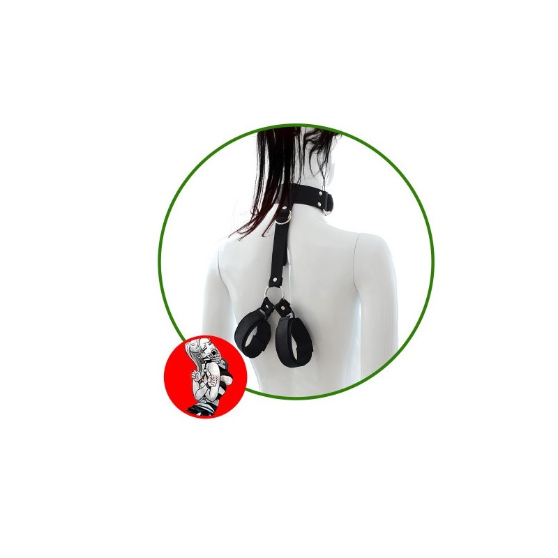 Body Harness Strap Restraints One Piece Neck Collar with Wrist Cuffs