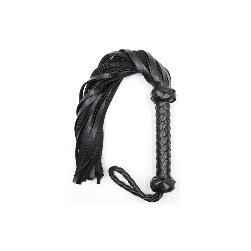 Μαύρο δερμάτινο μαστίγιο τιμωρίας Naughty Toys 48 εκ
