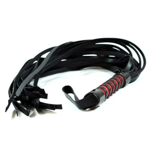 Δερμάτινο Απαλό Μαύρο-Κόκκινο Μαστίγιο Naughty Toys 45 εκ