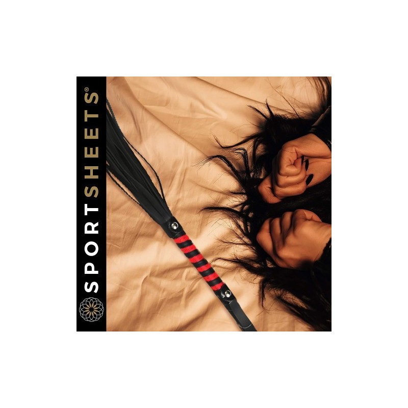 Δερμάτινο Απαλό Μαύρο-Κόκκινο Μαστίγιο Naughty Toys 45 εκ