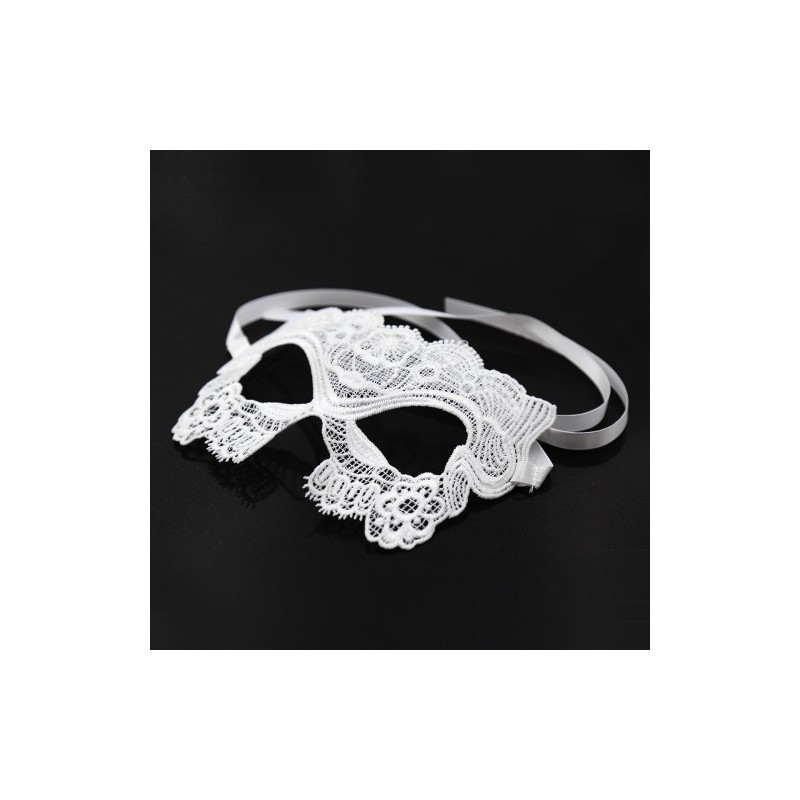 Λευκή κεντημένη μάσκα ματιών με σατέν δέσιμο