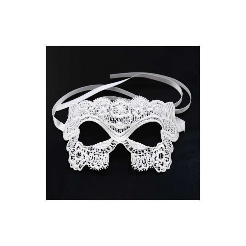 Λευκή Bride κεντημένη μάσκα ματιών με σατέν δέσιμο