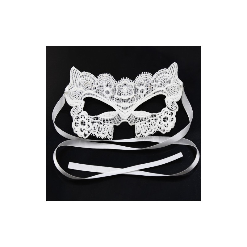 Λευκή Bride κεντημένη μάσκα ματιών με σατέν δέσιμο