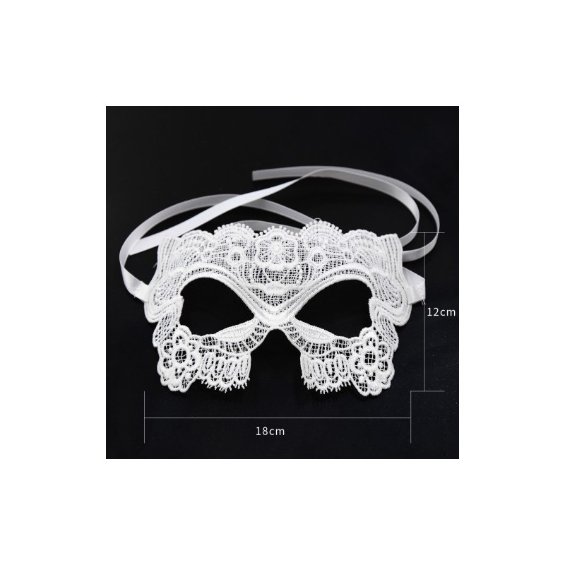 Λευκή Bride κεντημένη μάσκα ματιών με σατέν δέσιμο