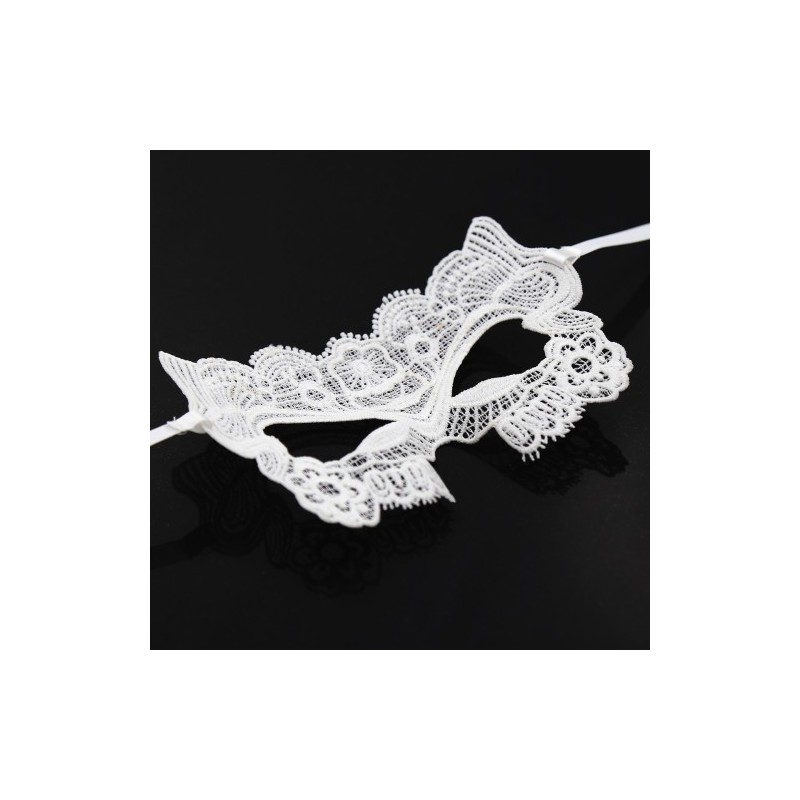 Λευκή Bride κεντημένη μάσκα ματιών με σατέν δέσιμο