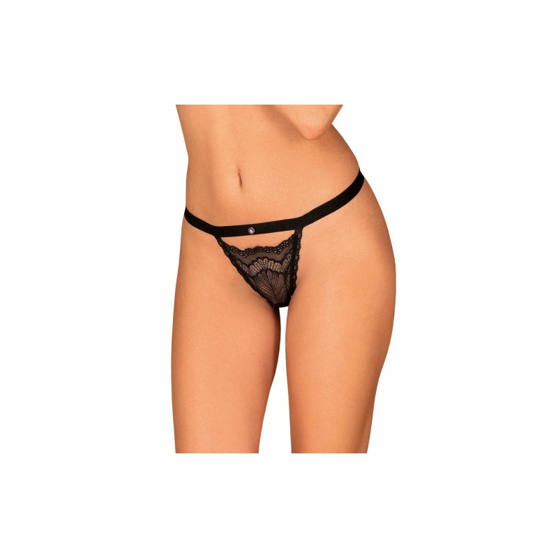 Μαύρο Δαντελωτό Στρίνγκ με Φιόγκο Obsessive Isabellia