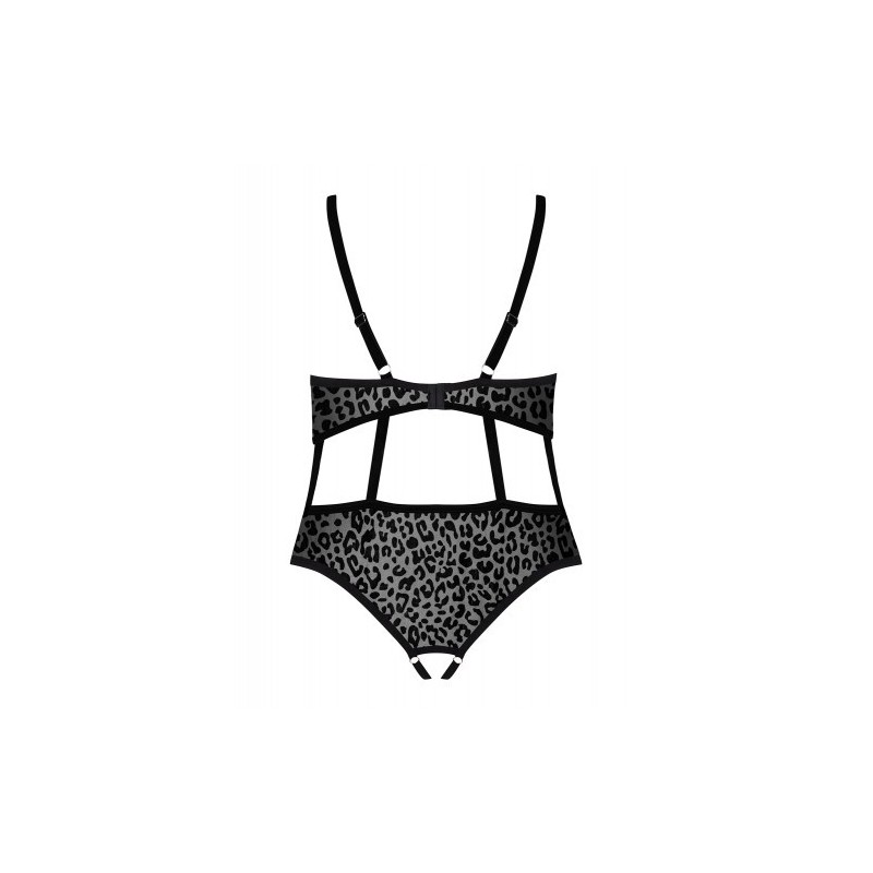 Μαύρο Λεοπαρδαλέ Κορμάκι Μεγάλα Μεγέθη Obsessive Jagueria