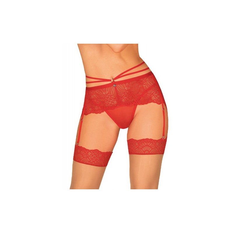 Κόκκινη Δαντελωτή Ζαρτιέρα Obsessive Loventy