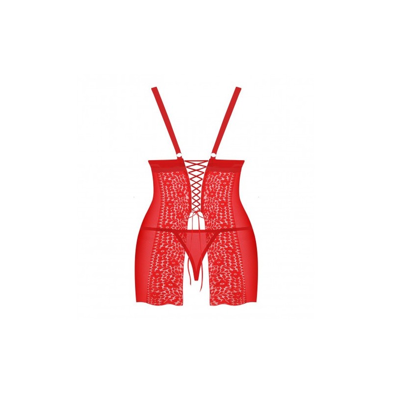 Κόκκινο Νυχτικό με Στρίνγκ 4XL Obsessive Blossmina