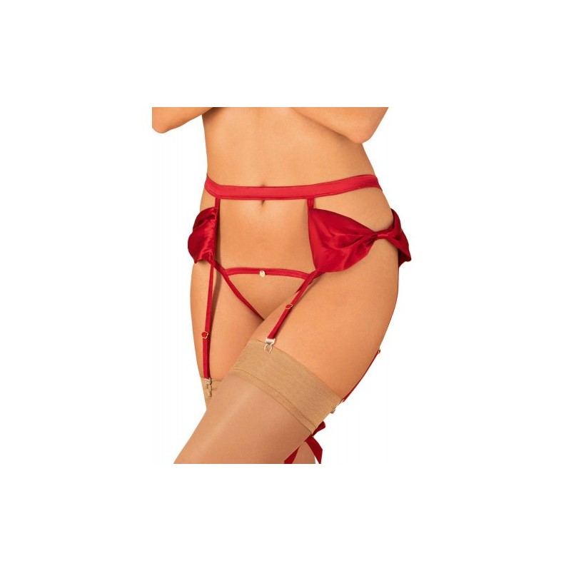 Κόκκινη Ζαρτιέρα με Στρίνγκ Obsessive Rubinesa