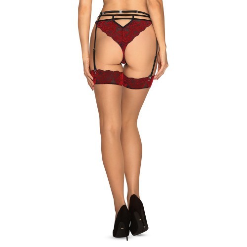 Αισθησιακές Μπεζ Κάλτσες με Κόκκινη Δαντέλα Obsessive Sugestina