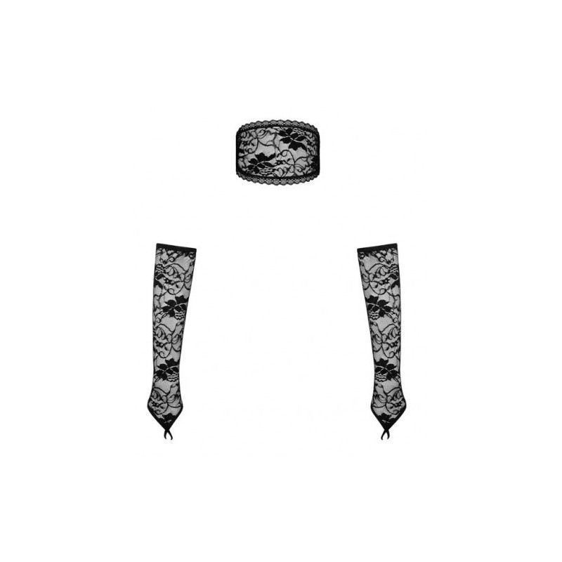 Διαφανές Μαύρη Μάσκα και Γάντια Obsessive Kokietta