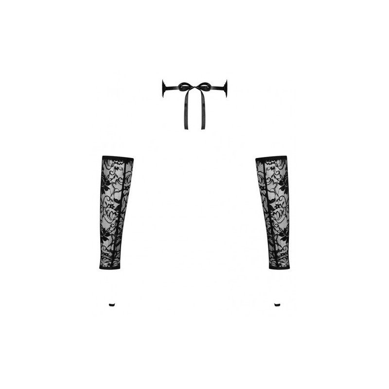 Διαφανές Μαύρη Μάσκα και Γάντια Obsessive Kokietta