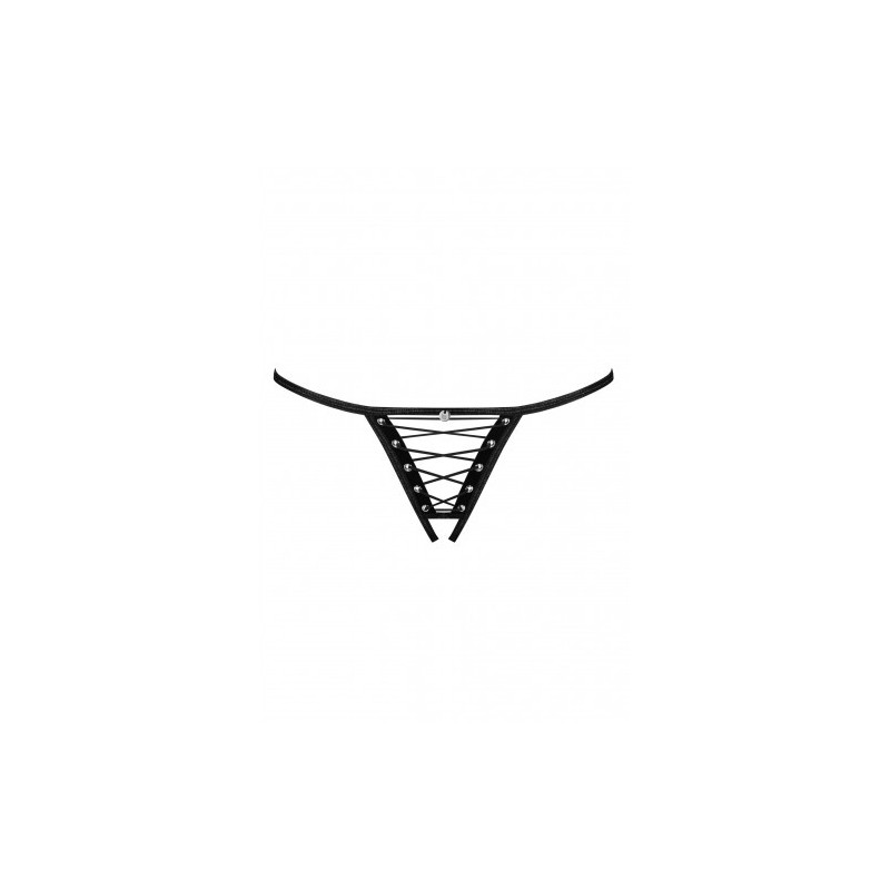 Τολμηρό Μαύρο Στρίνγκ με Ανοιχτό Κάβαλο 2XL Obsessive Remediosa