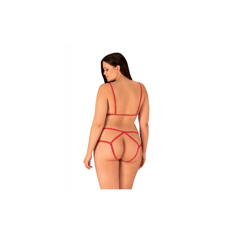 Κόκκινο Κορμάκι με Καλύμματα Θηλών &amp Ανοιχτό Κάβαλο 2XL Obsessive Merrynel