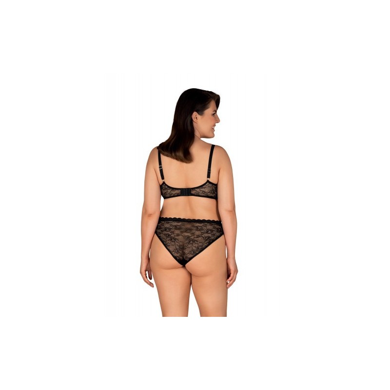 Μαύρο Δαντελωτό Σουτιέν με Εσώρουχο 2XL Obsessive Laurise