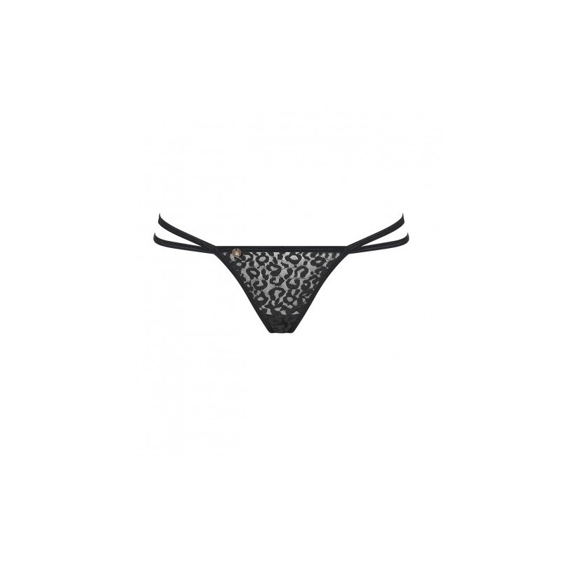 Μαύρο Λεοπαρδαλέ Στρίνγκ με Αλυσίδες Obsessive Pantheria