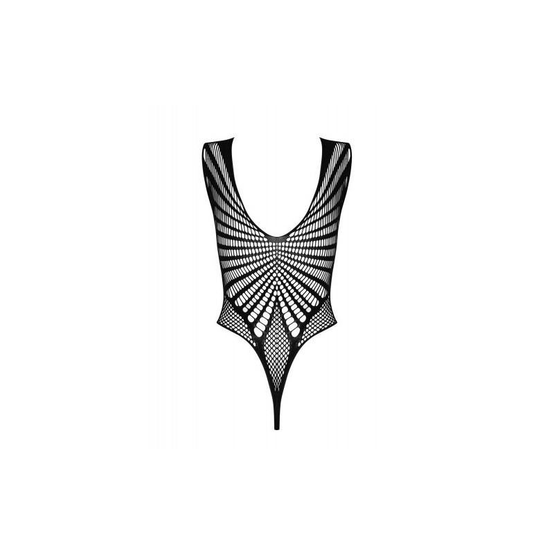 Μαύρο Διάφανο Κορμάκι με Σχισμές XXL Obsessive