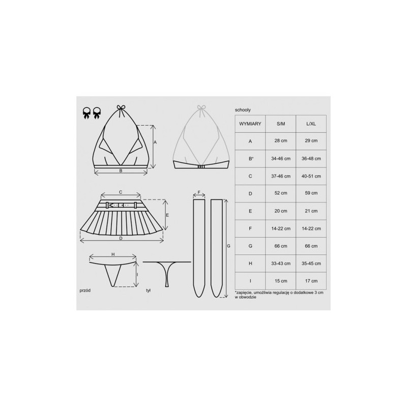 Σέξυ Στολή Μαθήτριας 5 τμχ Obsessive Schooly